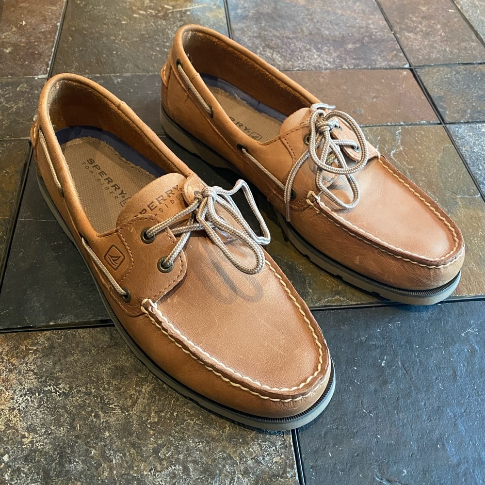 Sperrys Size 12 ~heels are beaten and scratched up